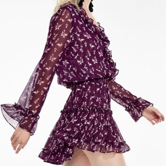 MISA LOS ANGELES Tiered Ruffle Purple Floral Dress – Small - Picture 4 of 13